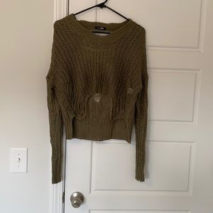 Green Fashion Nova Cropped Sweater